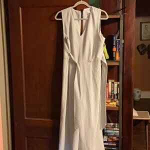 Calvin Klein Cream Sheath Jumpsuit V-neck Sleeveless